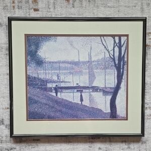 "The Bridge at Courbevoie" by Georges Seurat Giglee Print Graphite Silver Frame